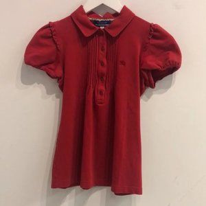 Burberry Scarlet Puff Sleeve Polo Top